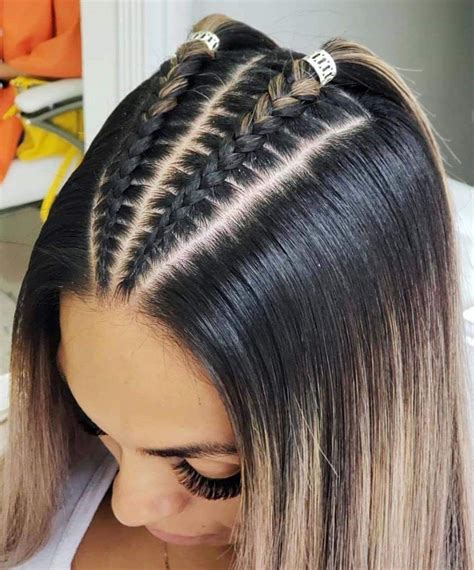 lado trenzas pegadas con cabello suelto|Trenzas de Lado y Pelo Suelto / Nudos de Raíz